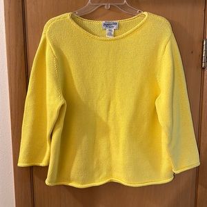 Pendleton Women’s Cotton Crew Neck Sweater Bright Yellow Size LP Petite Large